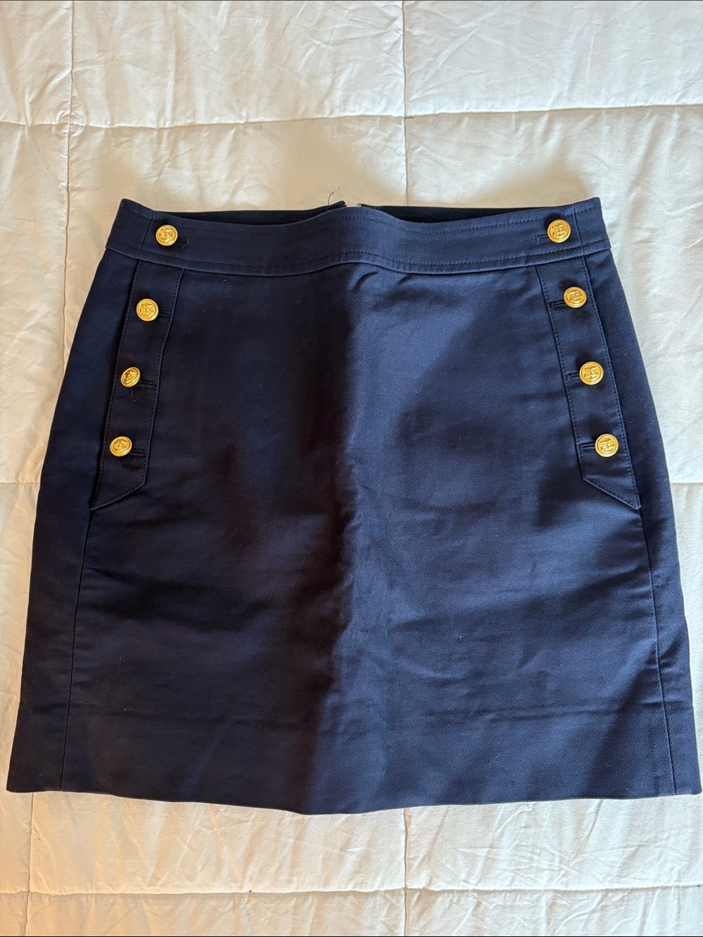 J.Crew Navy Nautical Gold Button Mini Skirt Size 00 Coastal Old Money